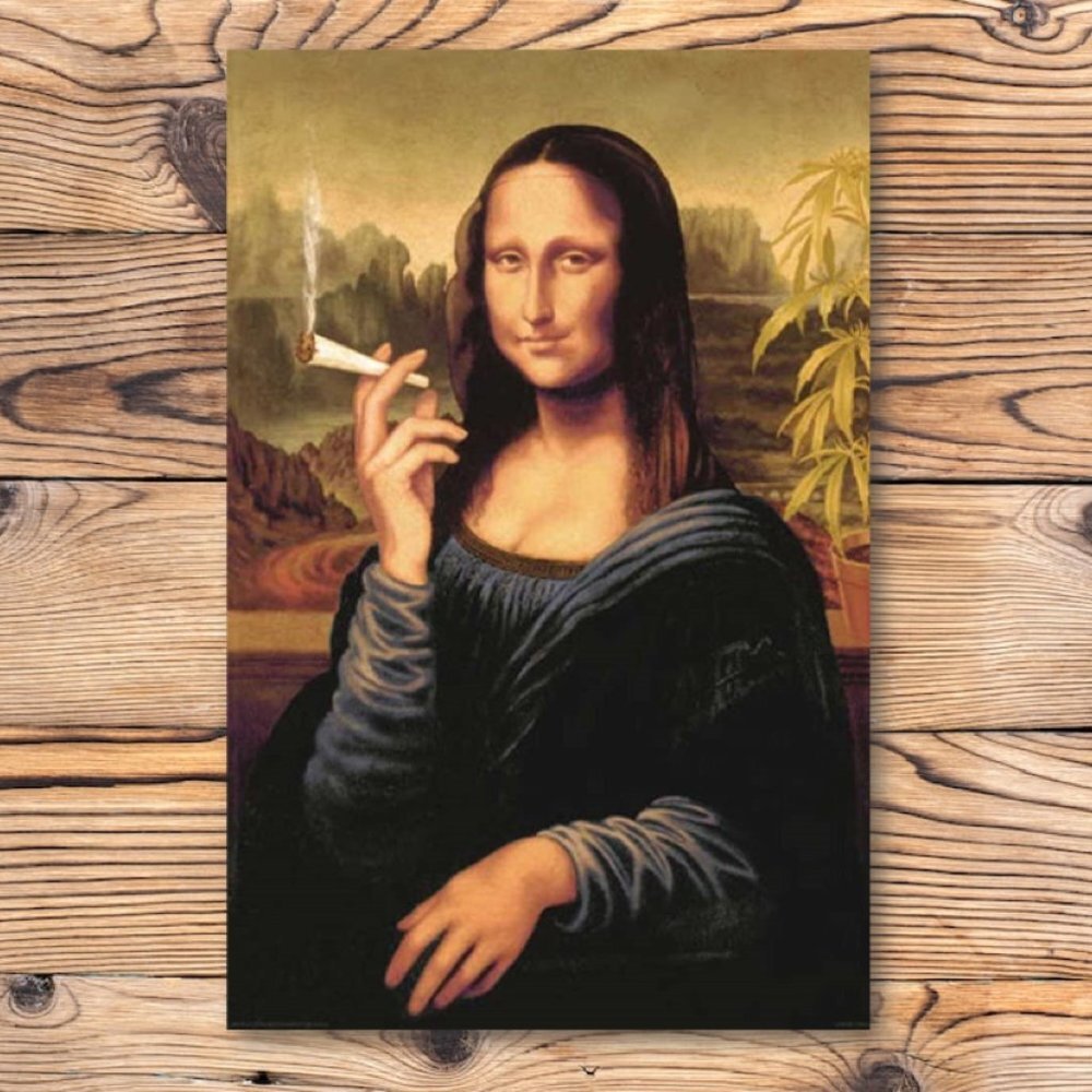 Mona Lisa Portrait Parody Smoking Joint Refrigerator Locker Fridge Magnet